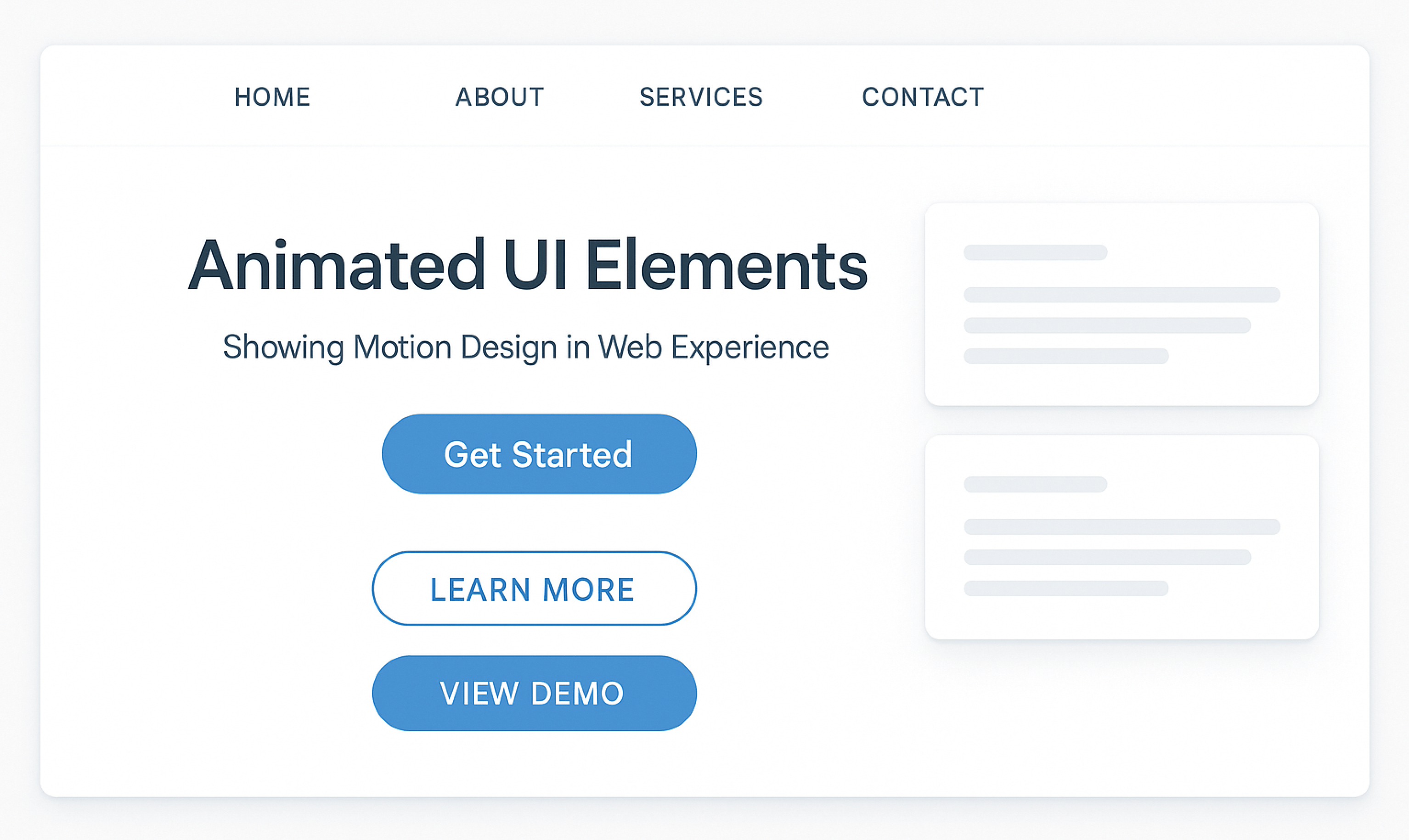 animated UI elements showing motion design in web experience