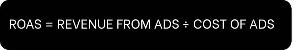 ROAS formula calculation example showing return on ad spend equation