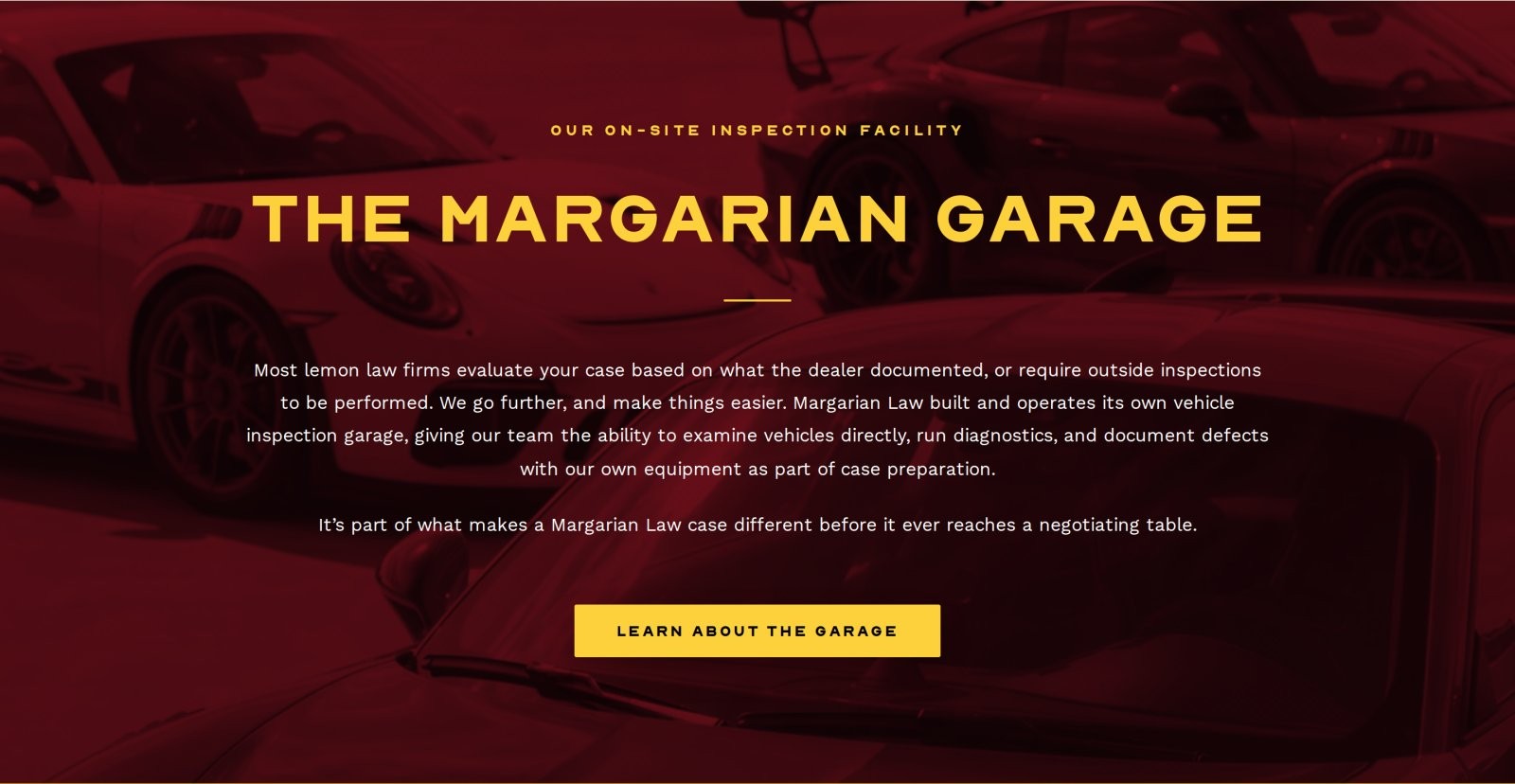 The Margarian Garage band: the firm’s on-site inspection facility